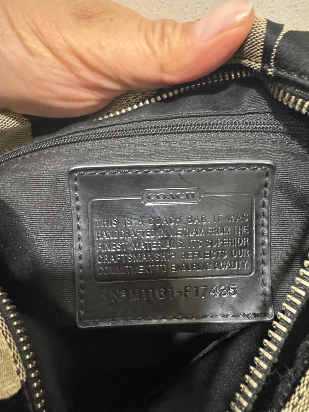 Coach Signature C Canvas Crossbody Bag Black Khaki Small Zip Purse - Picture 2 of 16